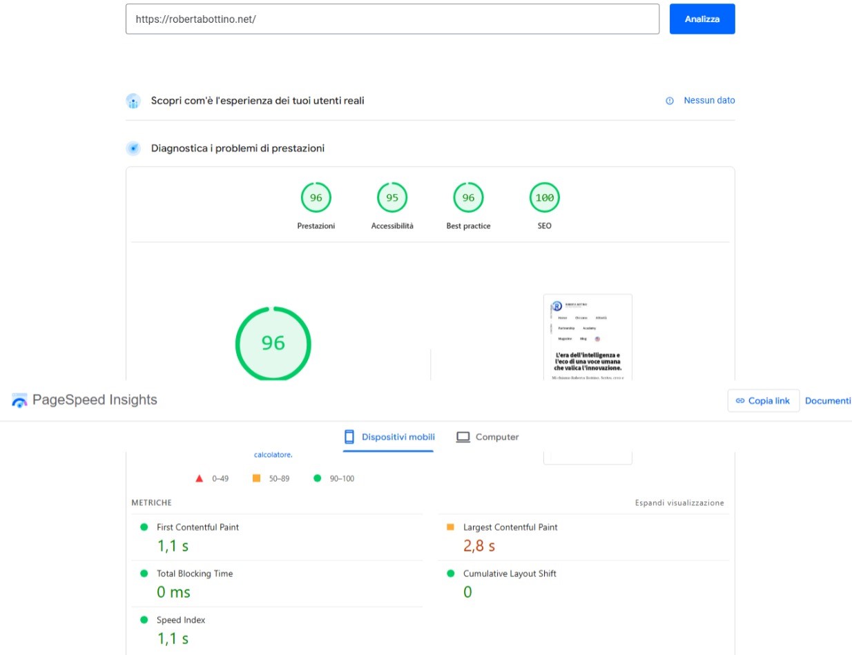 Roberta Bottino | La Ferrari del web: report di PageSpeed dopo l'utilizzo di WP Rocket